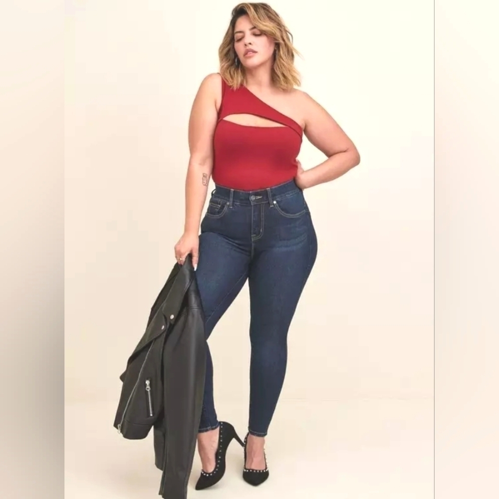 Torrid Foxy One Shoulder Cut Out Tank 3x Red Rust New